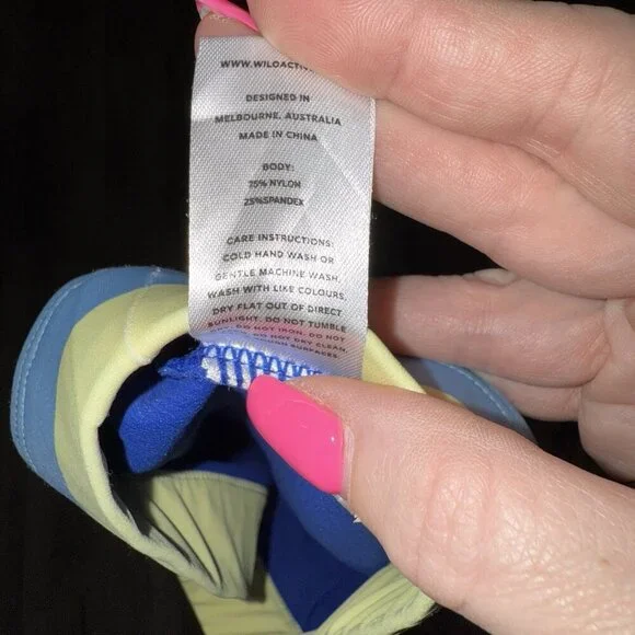 Wilo the Label Ribbed Crop Top in Blue/Yellow Australia Brand Athleisure - Picture 4 of 5